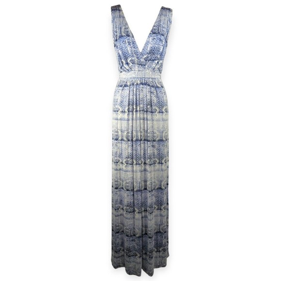 Tart Dresses & Skirts - TART Brand Maxi Dress Faux Wrap Blue Print Boho Batik Stretch Super Soft 1X XL